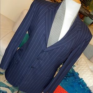 Purple label Ralph Lauren suit navy pinstripe wool